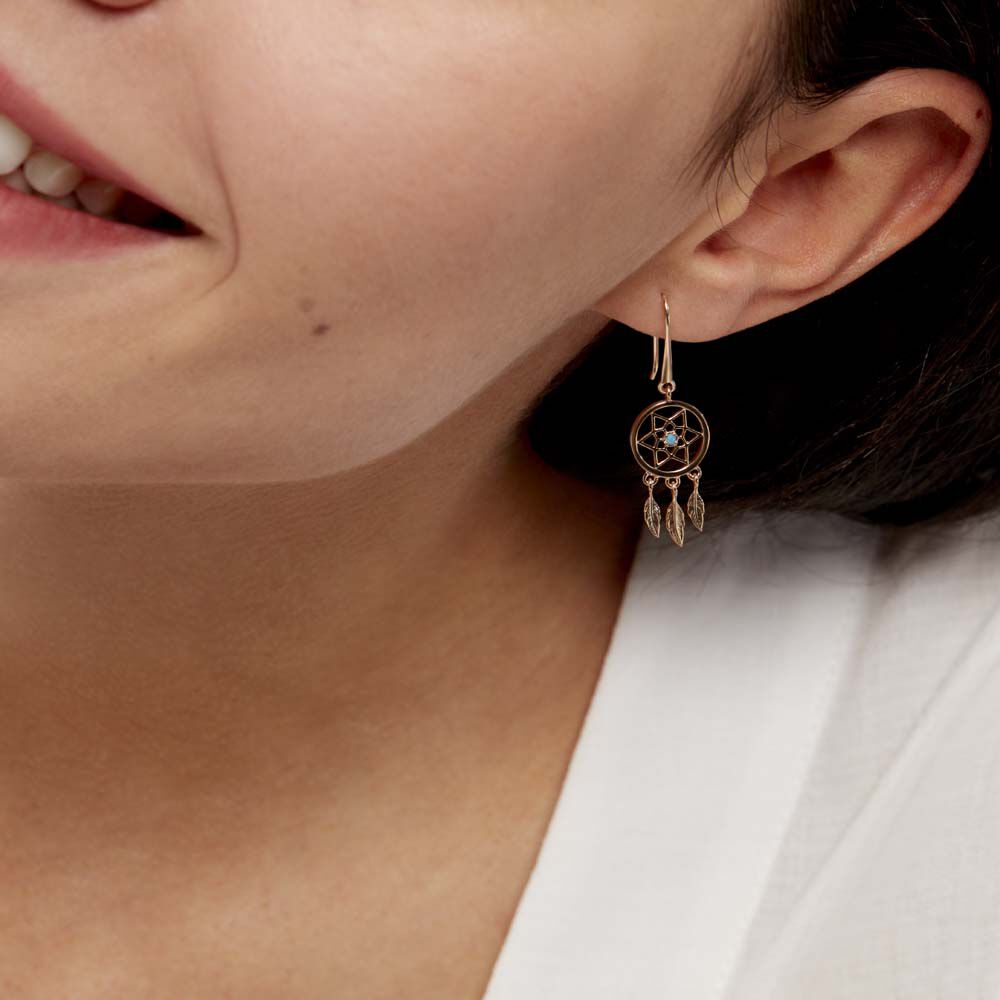 Boucles D'oreilles Pendantes Attrape Reves Plaque Or Pierre - Pendantes Femme | Marc Orian