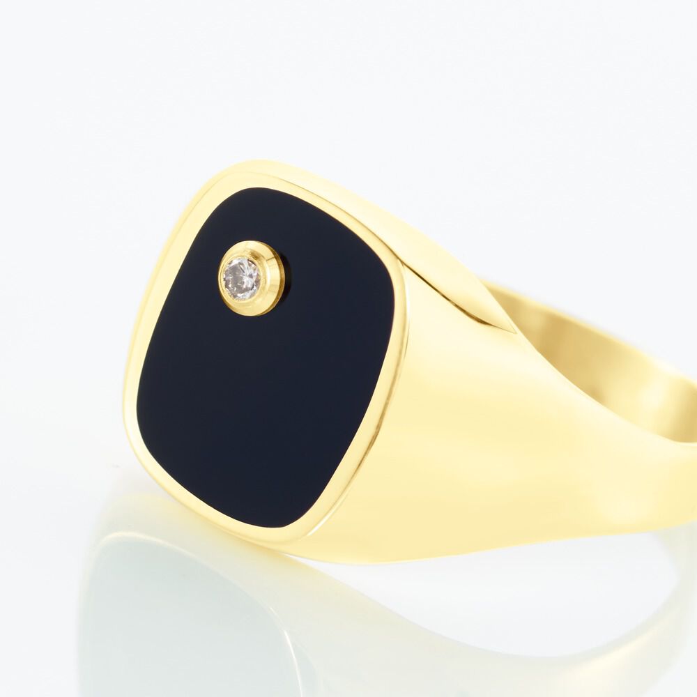 Chevalière Glynn Or Jaune Onyx Diamant - Chevalières Homme | Marc Orian