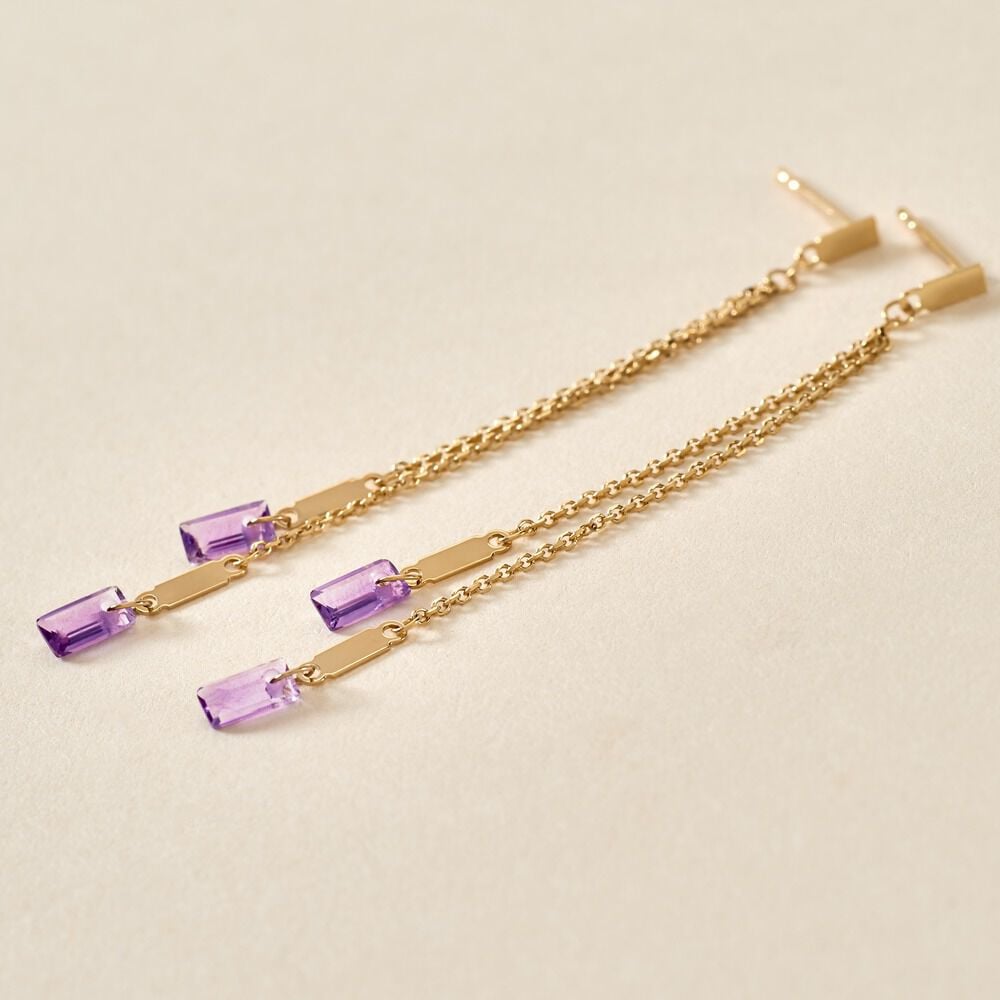 Bijoux D'oreilles Lavender Or Jaune Am&eacute;thyste - Pendantes Femme | Marc Orian