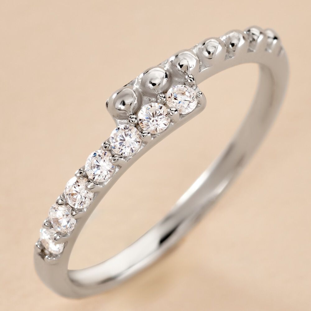 Bague Pisa Argent Blanc Oxyde De Zirconium - Bagues avec pierre Femme | Marc Orian