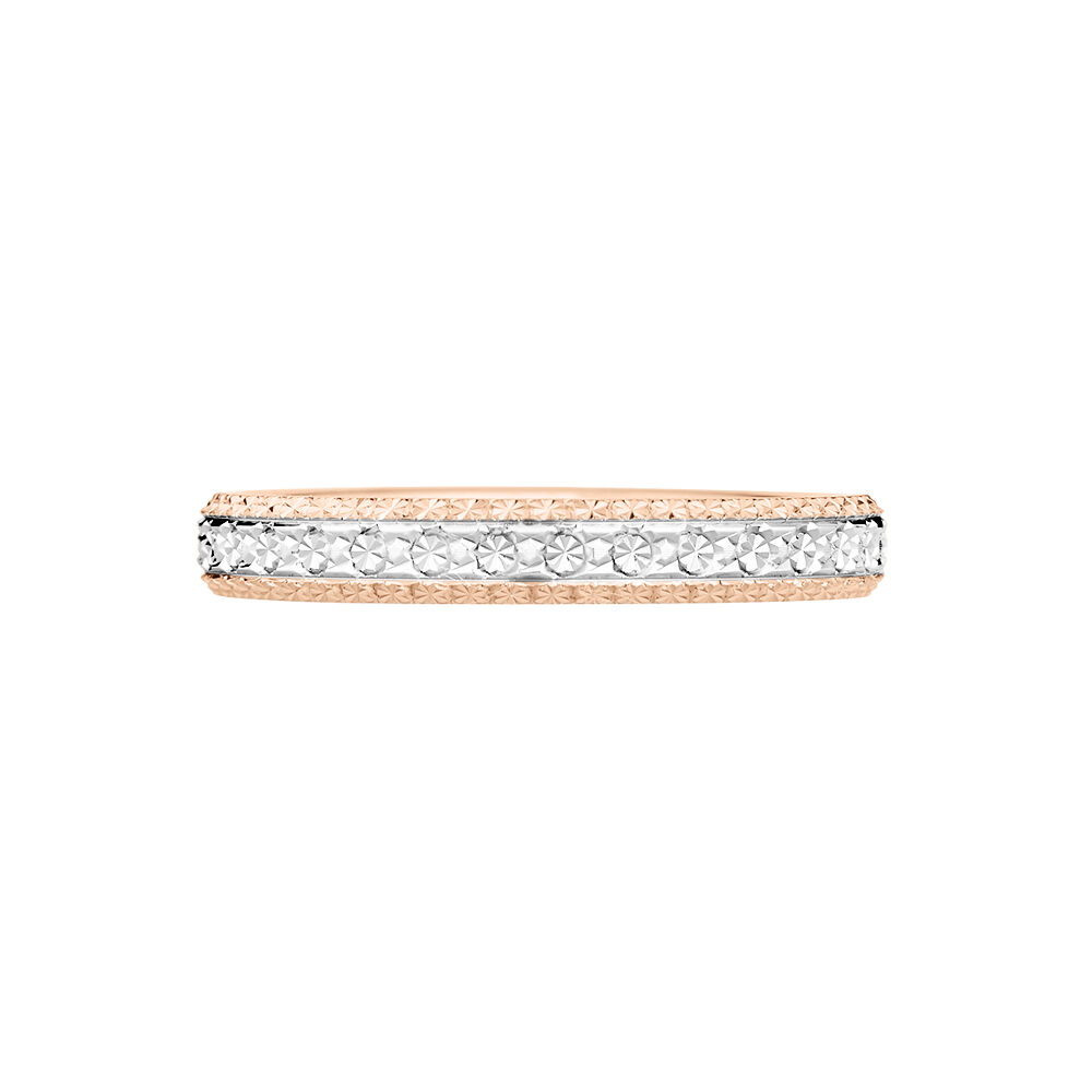 Alliance Multi Facettes Diamantee Demi Jonc Classique Or Bicolore - Alliances personnalis&eacute;es Femme | Marc Orian