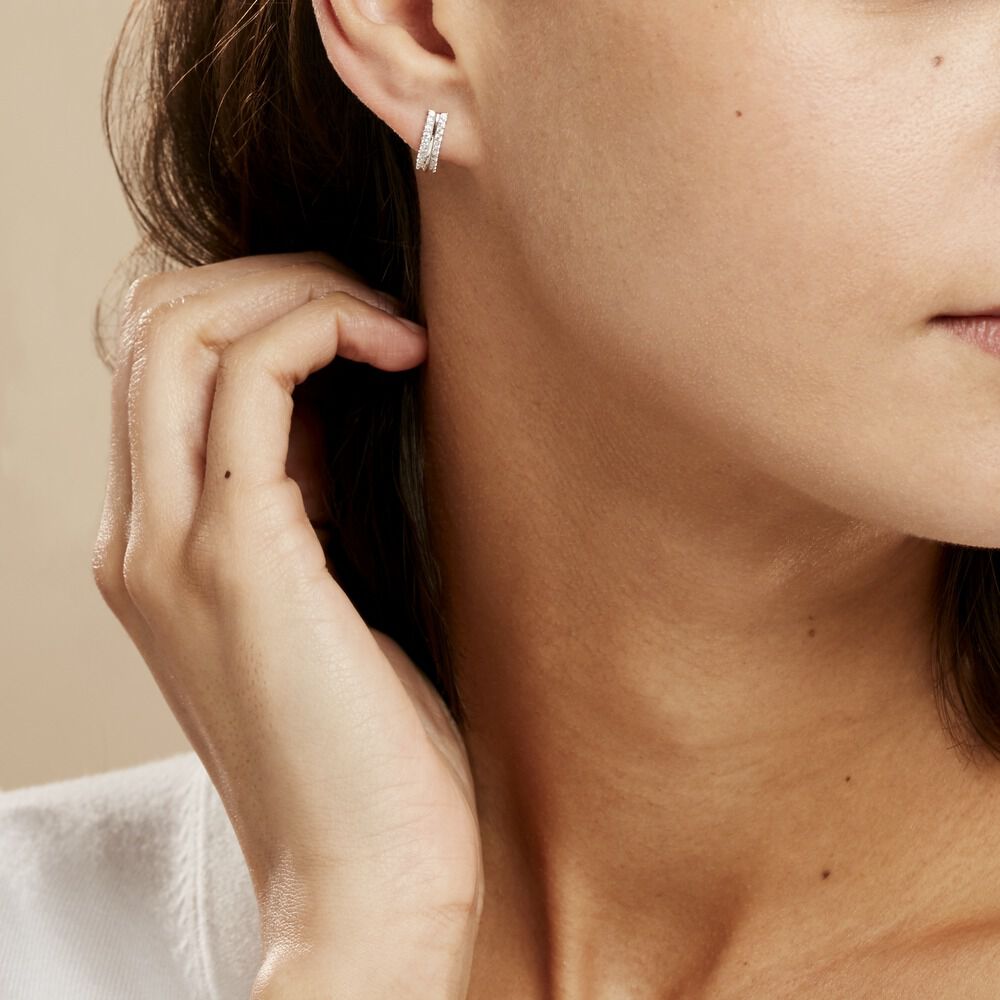 Créoles Sophie Rondes Argent Blanc Oxyde De Zirconium - Créoles Femme | Marc Orian