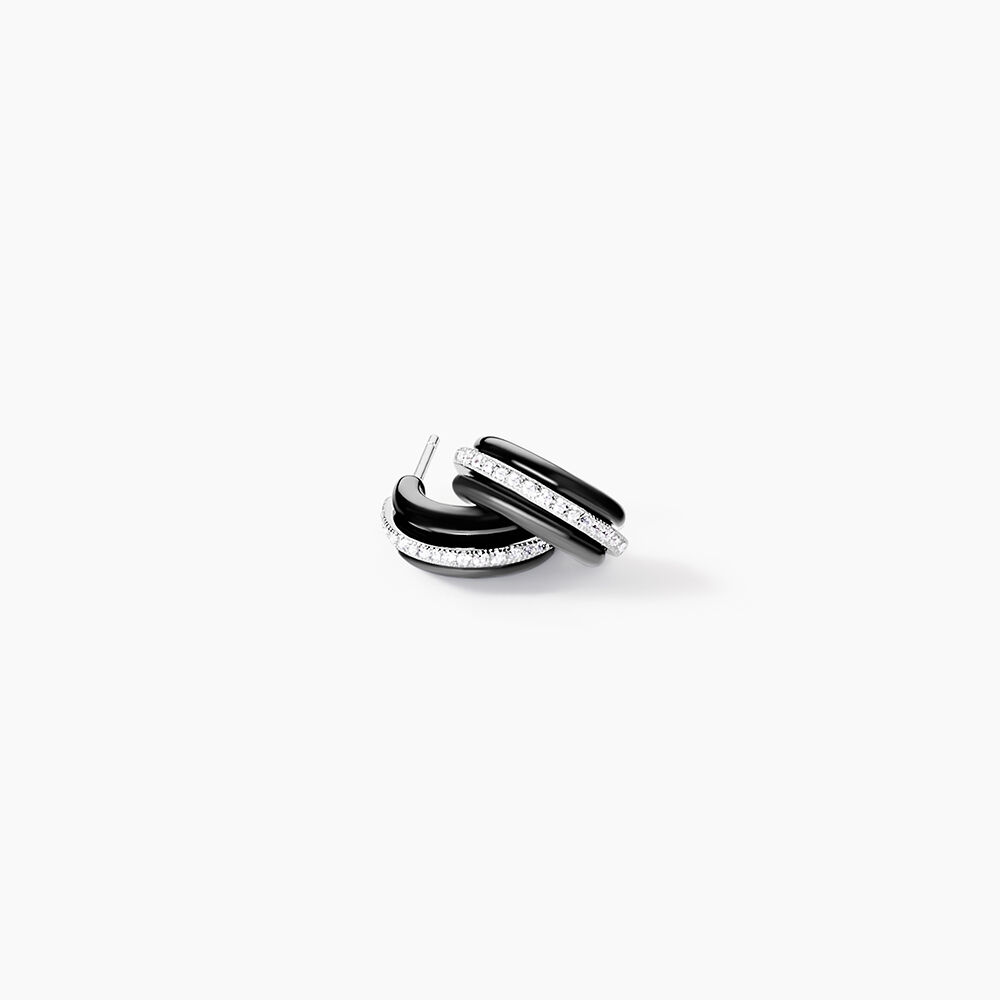 Cr&eacute;oles Noci Demi Cercle Argent Blanc C&eacute;ramique Et Oxyde De Zirconium - Cr&eacute;oles Femme | Marc Orian