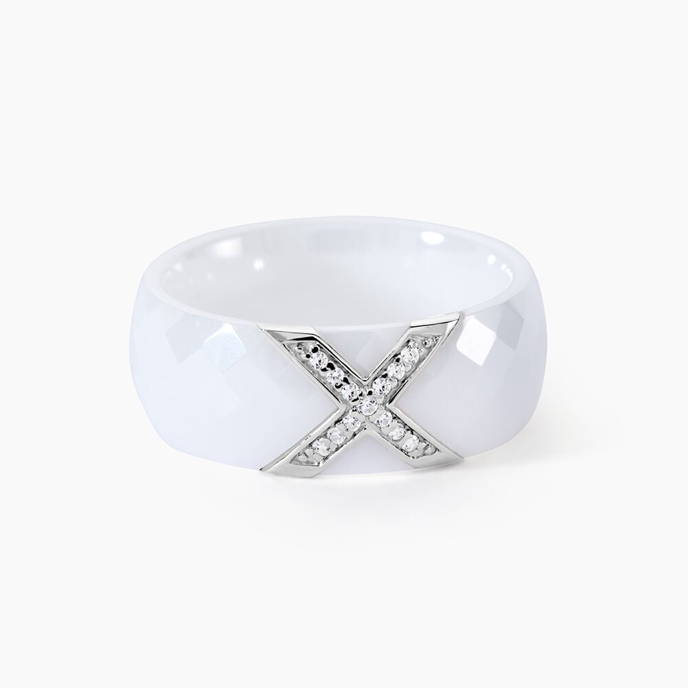 Bague Ceramique X Argent Blanc - Bagues grosses Femme | Marc Orian