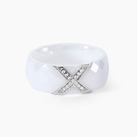 Bague Ceramique X Argent Blanc - Bagues grosses Femme | Marc Orian