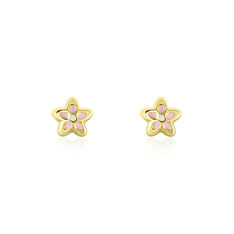 Boucles D'oreilles Puces Fleur Email Or Jaune - Clous d'oreilles Enfant | Marc Orian