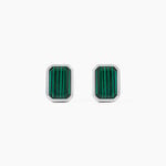 Boucles D'Oreilles Puces Stones Argent Blanc Malachite - Puces Homme | Marc Orian