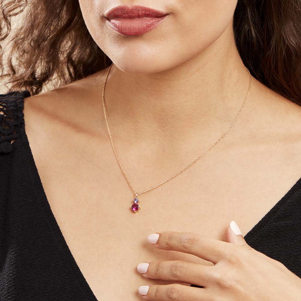 Collier Plaqué Or Jaune Janviere Pierres Artificielles Rose/violette - Colliers avec pierres Femme | Marc Orian