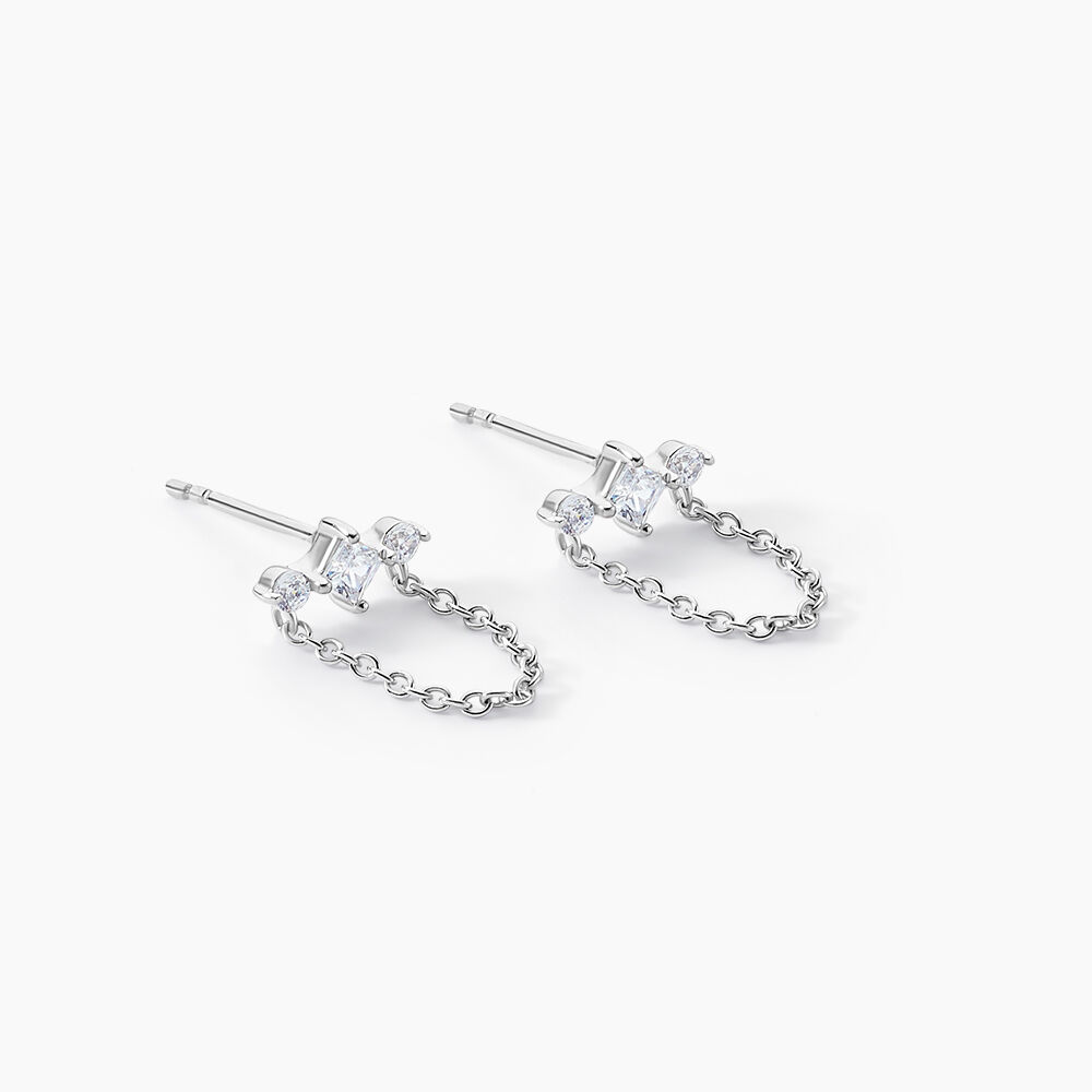 Bijoux D'oreilles Desert Argent Blanc Oxyde De Zirconium - Piercings d'oreilles Femme | Marc Orian