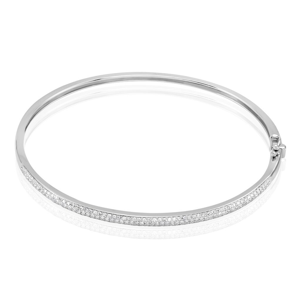 Bracelet Jonc Or Blanc Stasya Diamants - Bracelets joncs Femme | Marc Orian