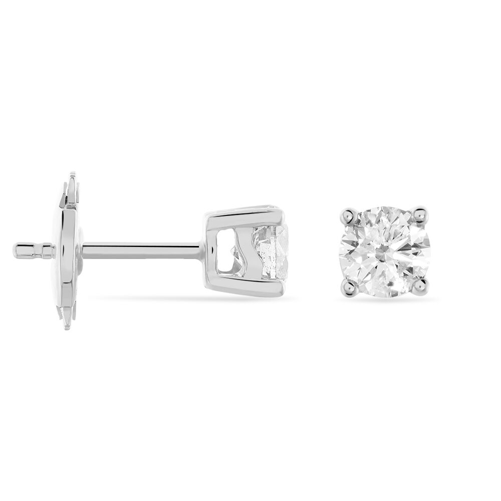 Boucles D'oreilles Puces Victoria Or Blanc Diamant - Puces Femme | Marc Orian
