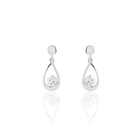 Boucles D'oreilles Pendantes Phaenna Or Blanc Oxyde De Zirconium - Pendantes Femme | Marc Orian