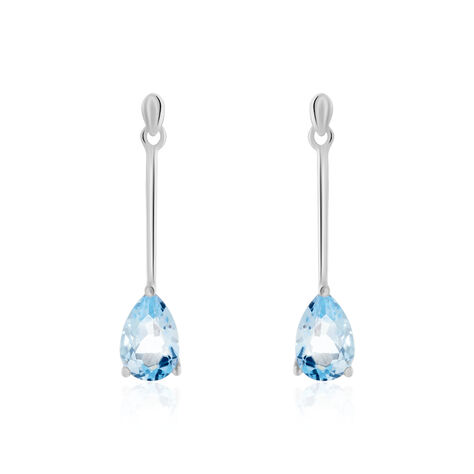 Boucles D'oreilles Pendantes Goutte Or Blanc Topaze - Boucles d'oreilles Pendantes Femme | Marc Orian