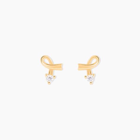 Boucles D'oreilles Puces Alvina Ruban Or Jaune Oxyde De Zirconium - Puces Femme | Marc Orian