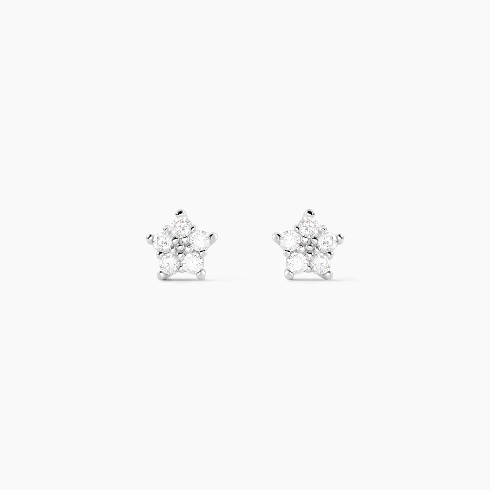 Boucles D'oreilles Puces Elais Etoile Or Blanc Oxyde De Zirconium - Puces Famille | Marc Orian