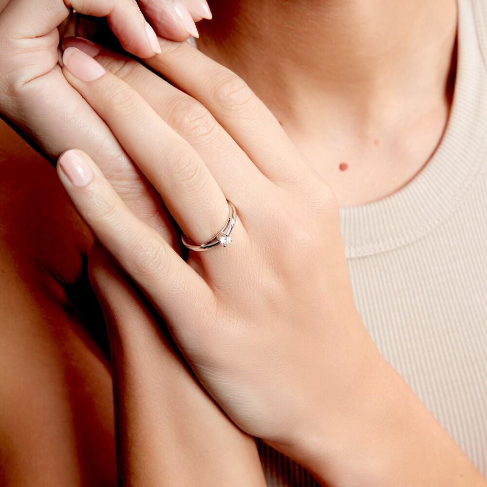 Bague Solitaire Iris Or Blanc Diamant -  Femme | Marc Orian