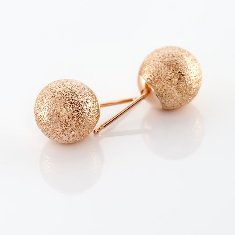 Boucles D'oreilles Puces Fidelia Boule Sablee Or Rose - Puces Femme | Marc Orian