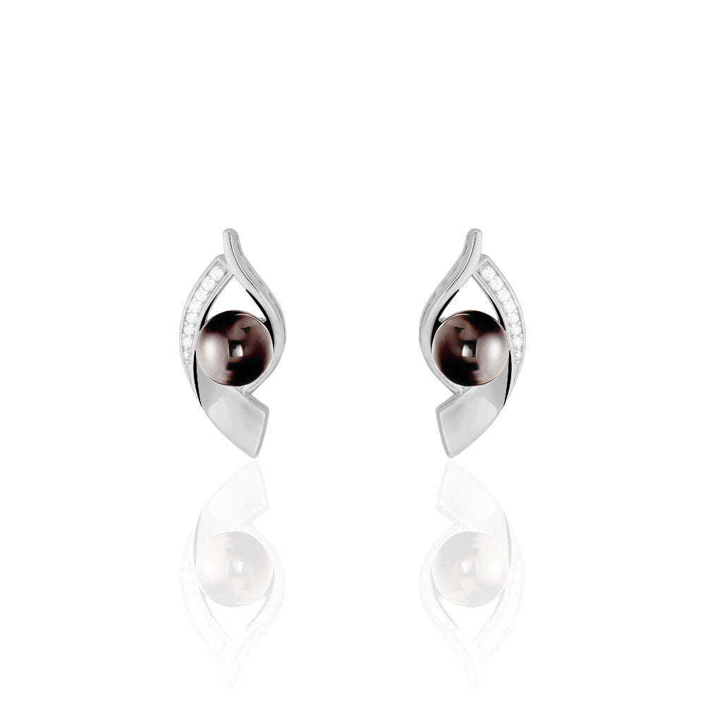 Boucles D'oreilles Pendantes Sharon Argent Blanc Céramique Et Oxyde - Pendantes Femme | Marc Orian