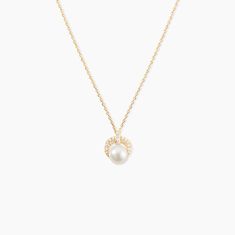 Collier Aloys Or Jaune Perle De Culture Et Oxyde De Zirconium - Colliers avec pierres Femme | Marc Orian
