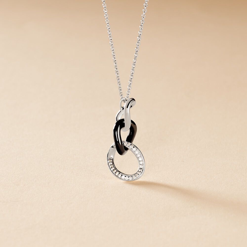 Collier Link Argent Blanc C&eacute;ramique Et Oxyde De Zirconium - Colliers avec pierres Femme | Marc Orian