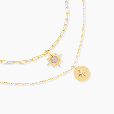 Collier Acier Doré Quartz - Colliers avec pierres Femme | Marc Orian