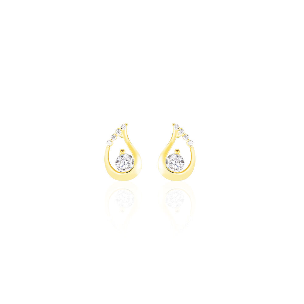 Boucles D'oreilles Puces Helie Goutte Or Jaune Oxyde De Zirconium - Puces Femme | Marc Orian