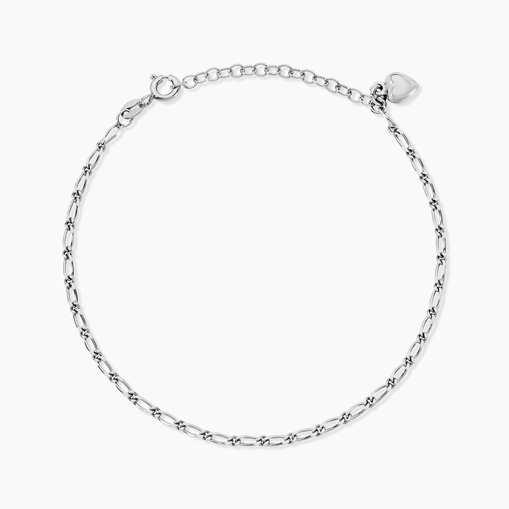 Cha&icirc;ne De Cheville Laurelyn Maille Alternee 1/1 Argent Blanc - Chaines de cheville Femme | Marc Orian