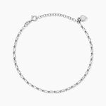 Cha&icirc;ne De Cheville Laurelyn Maille Alternee 1/1 Argent Blanc - Chaines de cheville Femme | Marc Orian