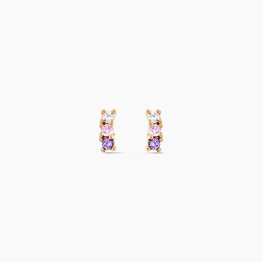 Boucles D'oreilles Puces Plaqu&eacute; Or Jaune Alodia Oxydes De Zirconium - Puces Femme | Marc Orian