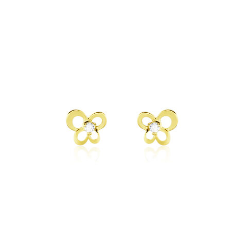 Boucles D'oreilles Puces Eleanor Fleur Or Jaune Oxyde De Zirconium - Puces Famille | Marc Orian