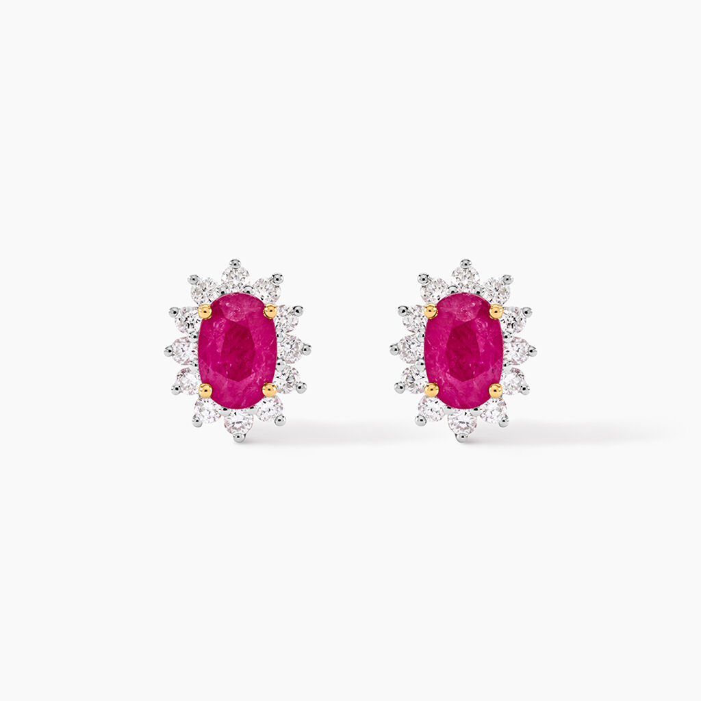 Boucles D'oreilles Or Jaune Rubis Diamants - Boucles d'oreilles mariage Femme | Marc Orian