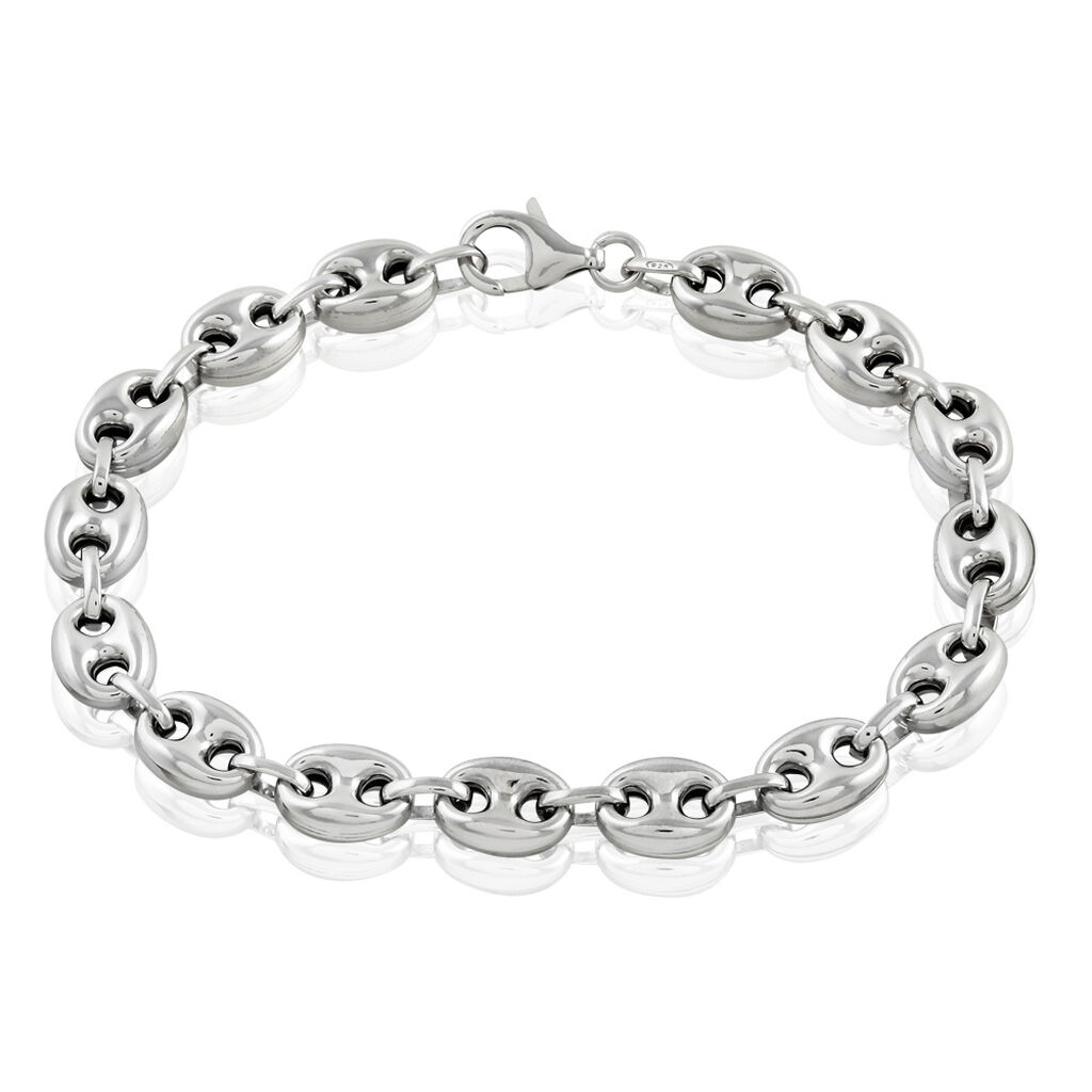 Bracelet Carrus Maille Grain De Cafe Argent Blanc - Bracelets mailles Homme | Marc Orian