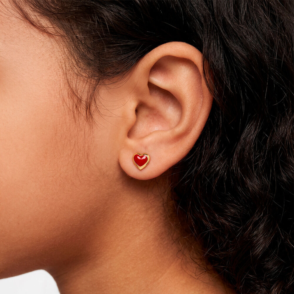 Boucles D'oreilles Puces Coralie Coeur Or Jaune - Puces Enfant | Marc Orian