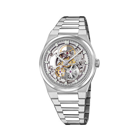 Montre Festina Swiss Made Automatic Squelette 40 Argent&eacute; - Montres automatiques Homme | Marc Orian