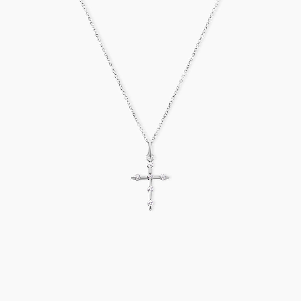 Pendentif Ageda Croix Or Blanc Oxyde De Zirconium - Pendentifs Famille | Marc Orian