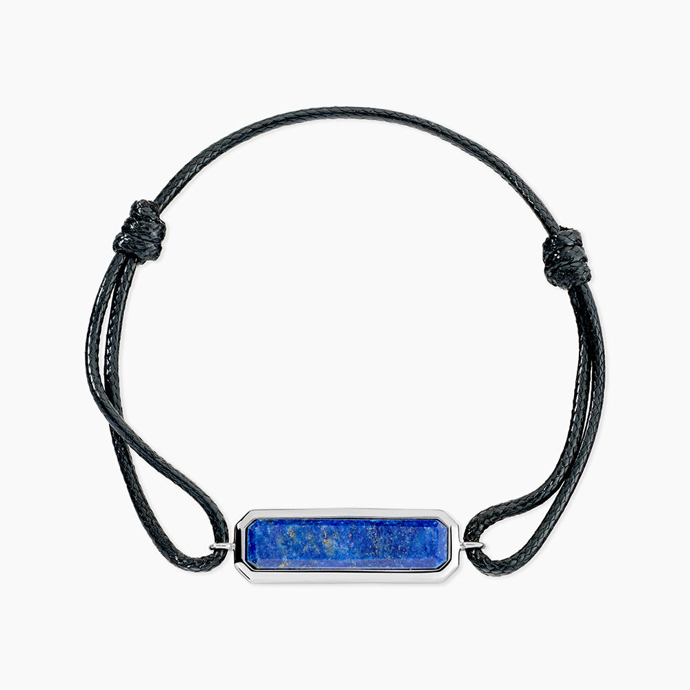 Bracelet Stones Argent Blanc Lapis Lazuli - Bracelets cordons Homme | Marc Orian
