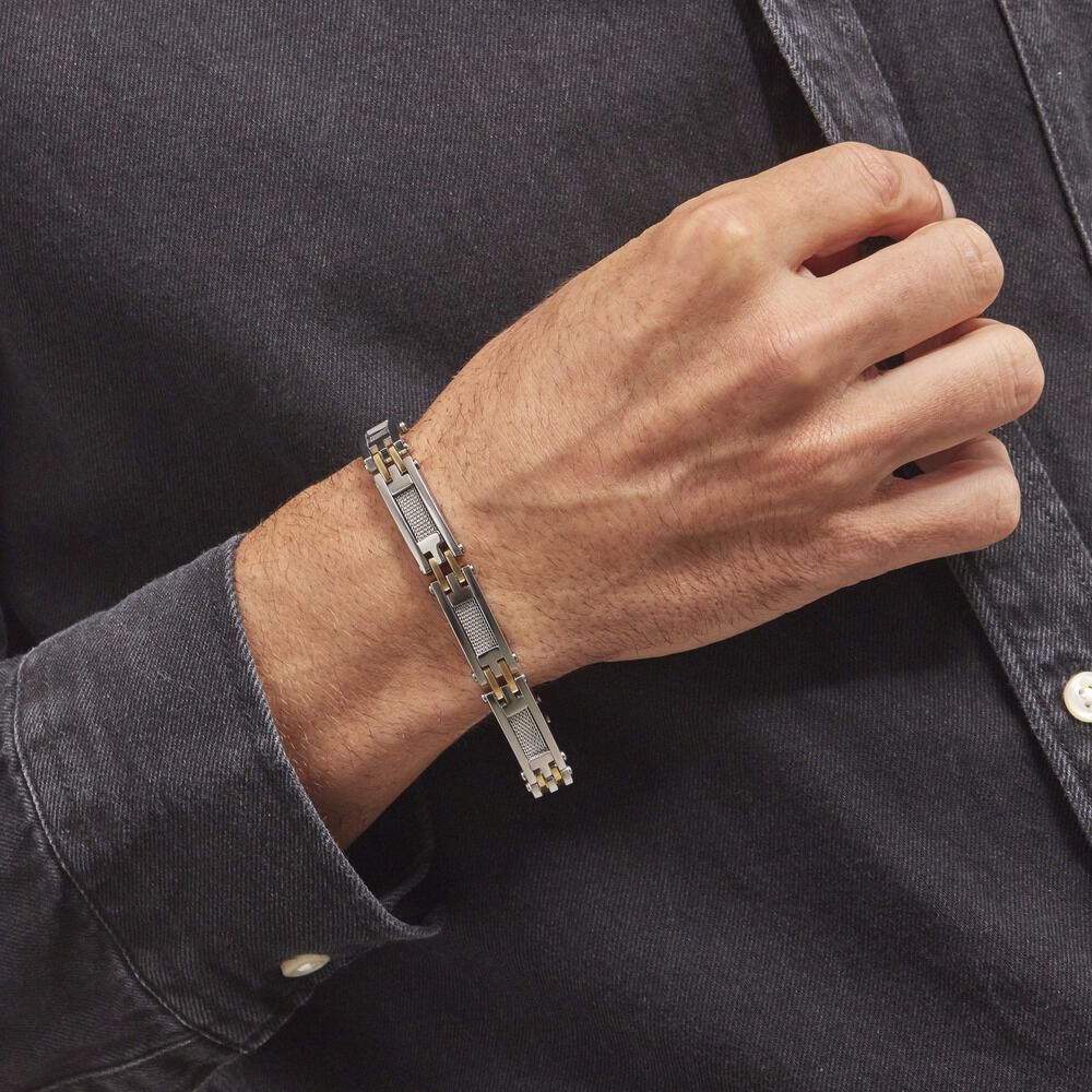 Bracelet Jourdan Zephir Acier Bicolore Dore / Blanc - Bracelets Homme | Marc Orian