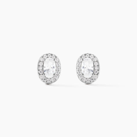 Boucles D'oreilles Puces Albertina Argent Blanc Oxyde De Zirconium - Puces Femme | Marc Orian