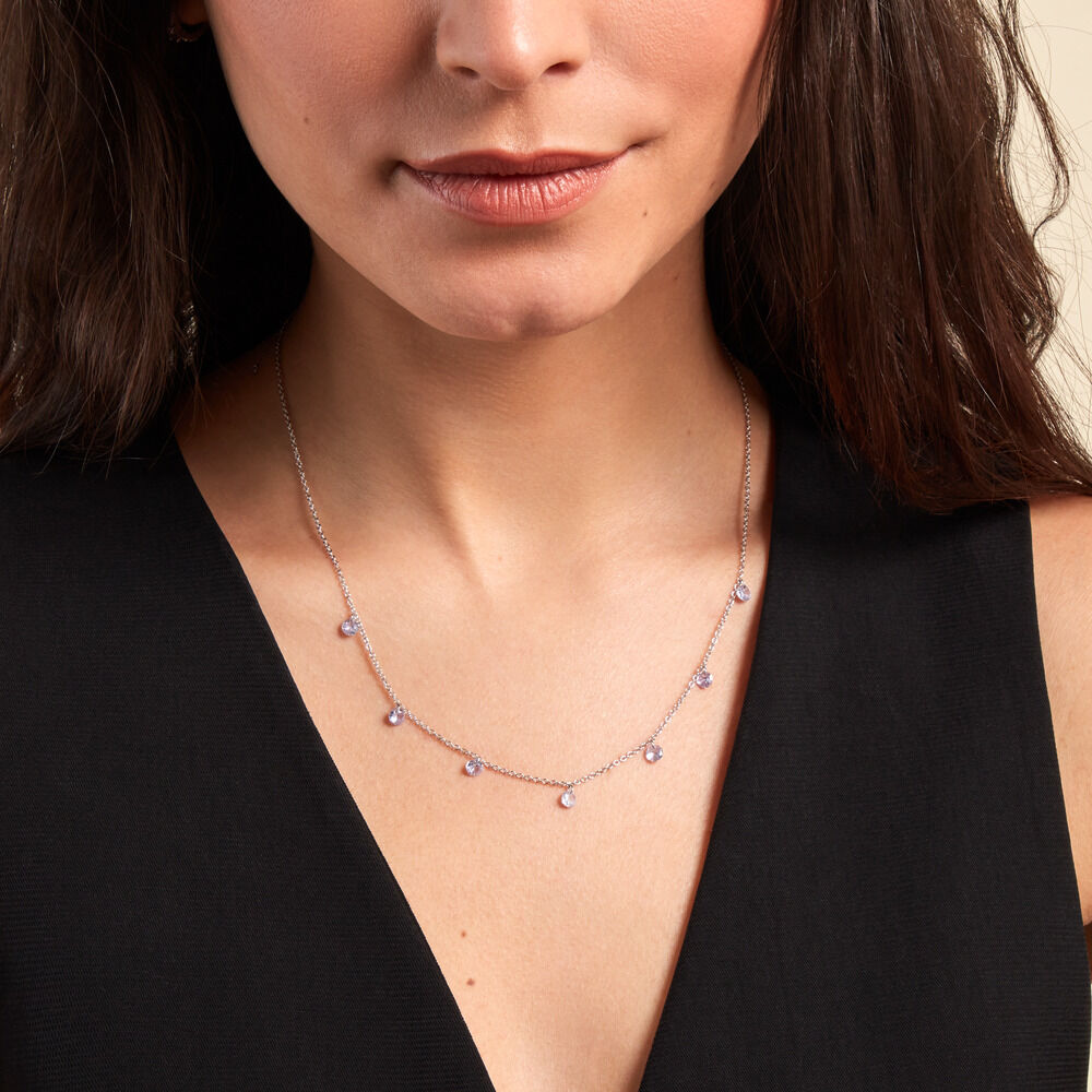 Collier Collie Argent Blanc Oxyde De Zirconium - Colliers avec pierres Femme | Marc Orian