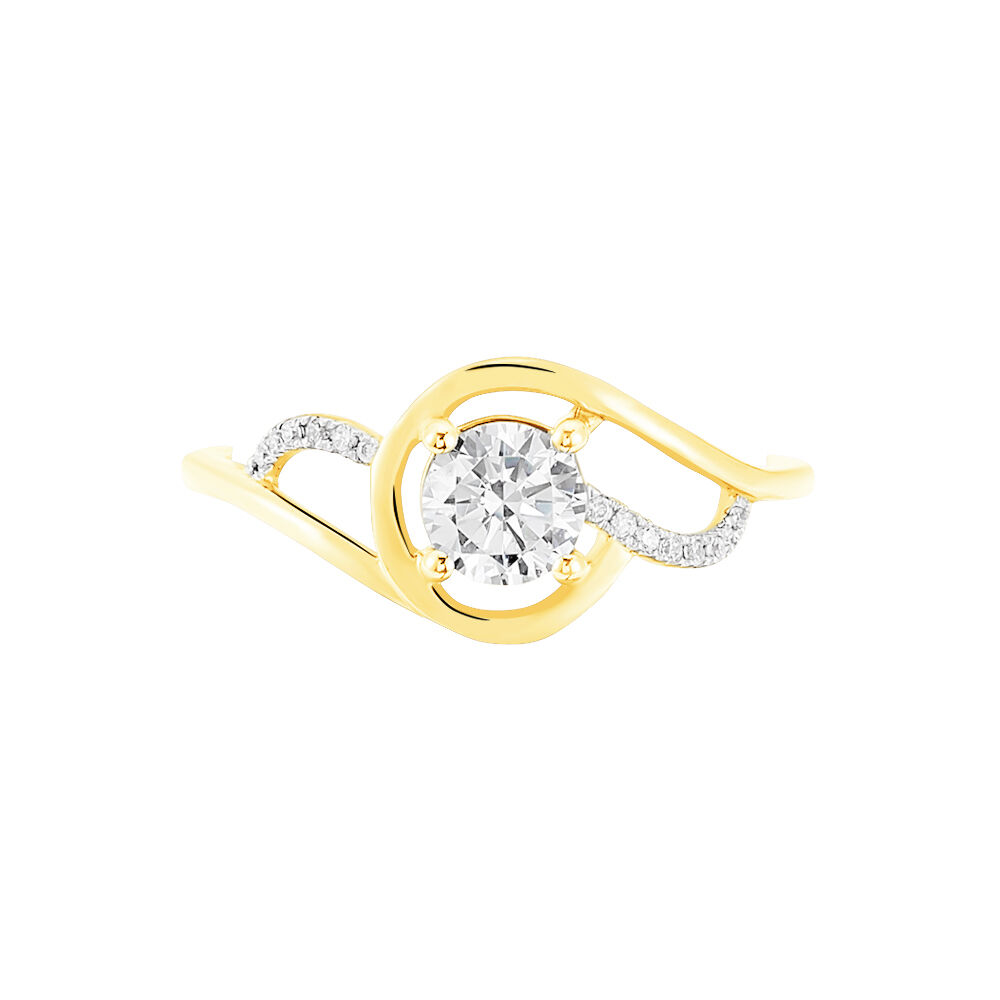Bague Solitaire Koline Or Jaune Oxyde De Zirconium Et Cristal De Roche - Solitaires Femme | Marc Orian