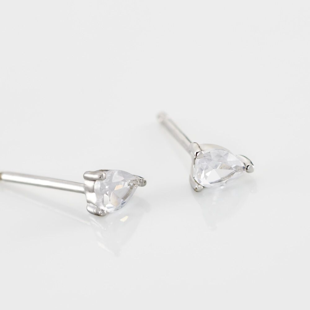 Boucles D'oreilles Puces Anaru Argent Blanc Oxyde De Zirconium - Puces Femme | Marc Orian