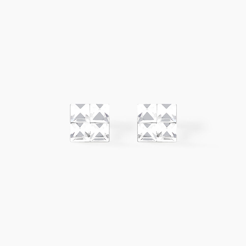 Boucles D'oreilles Puces Eve Argent Blanc Oxyde De Zirconium - Puces Femme | Marc Orian