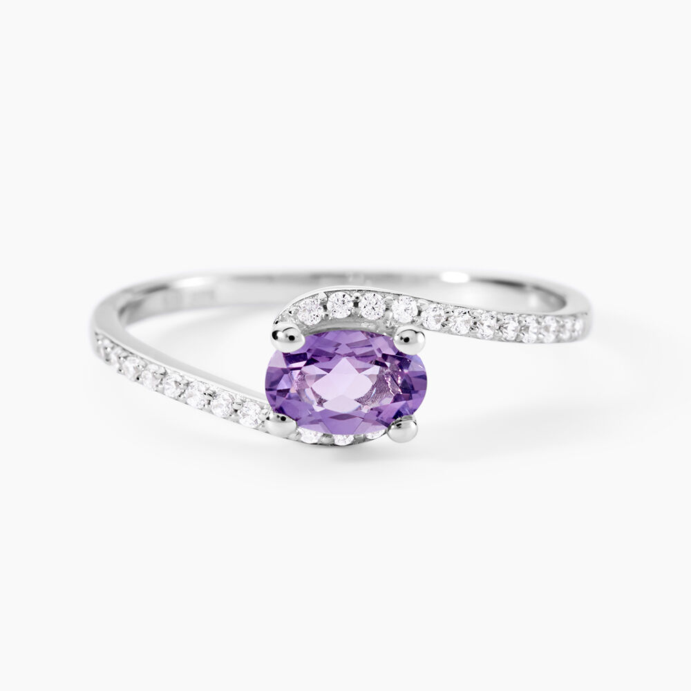Bague Loriane Or Blanc Amethyste Et Oxyde De Zirconium - Bagues pierres fines Femme | Marc Orian