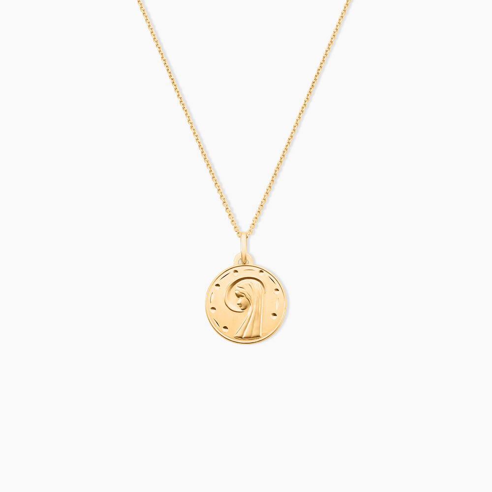 Pendentif Amber Vierge Rond Diamante Or Jaune - M&eacute;dailles et m&eacute;daillons Unisex | Marc Orian