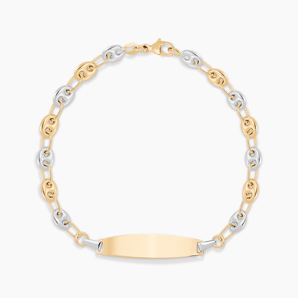 Bracelet Identit&eacute; Evin Maille Grain De Cafe Or Bicolore - Gourmettes Enfant | Marc Orian