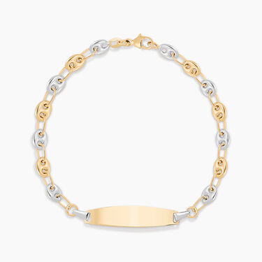 Bracelet Identit&eacute; Evin Maille Grain De Cafe Or Bicolore