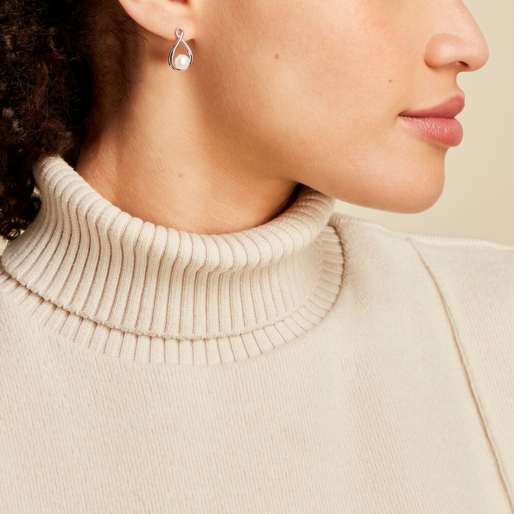 Boucles D'oreilles Pendantes Layanne Argent Blanc Perle De Culture - Boucles d'oreilles Pendantes Femme | Marc Orian