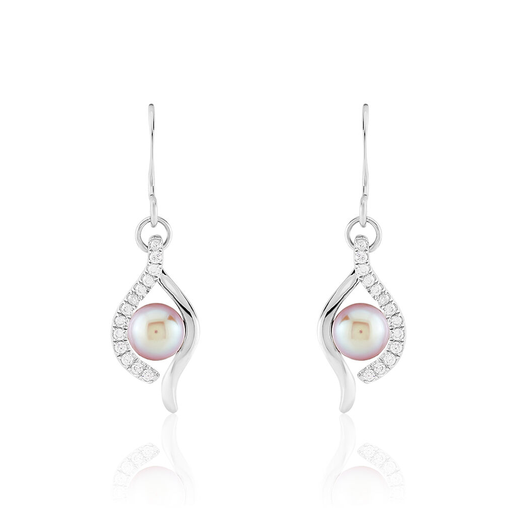 Boucles D'oreilles Pendantes Deniz Argent  Perle De Culture Et Oxyde - Pendantes Femme | Marc Orian