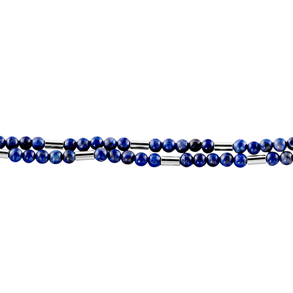 Bracelet Acier Blanc Augusto Lapis Lazuli - Bracelets chaînes Homme | Marc Orian