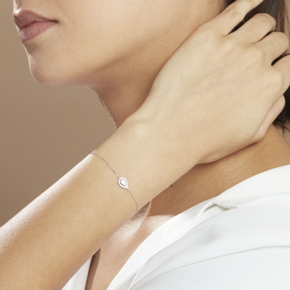 Bracelet Hildana Or Blanc Oxyde De Zirconium - Bracelets chaînes Femme | Marc Orian